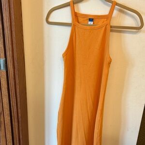 Old Navy Orange Ribbed Sheath Maxi Dress